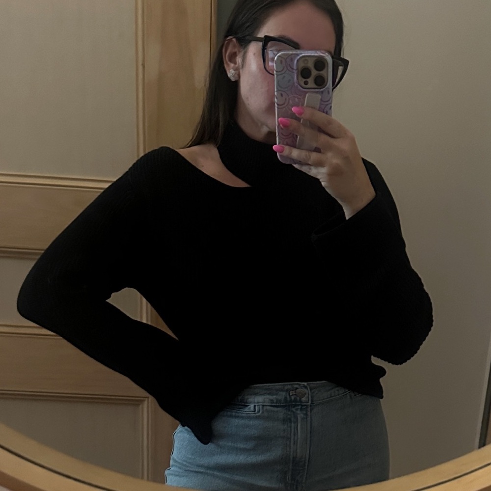 RtA Black Off-the-Shoulder Sweater
